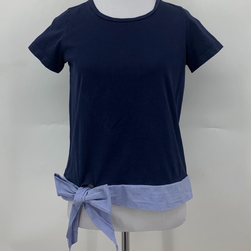 J. Crew Navy Blue Side Tie T-Shirt XS - Picture 2 of 7